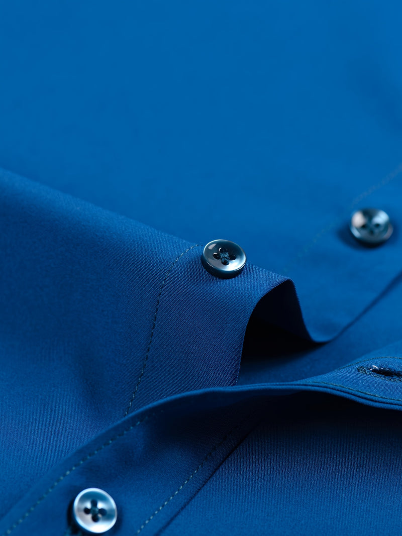 Two-Piece Set of Men's Solid Color Elastic Shirts.