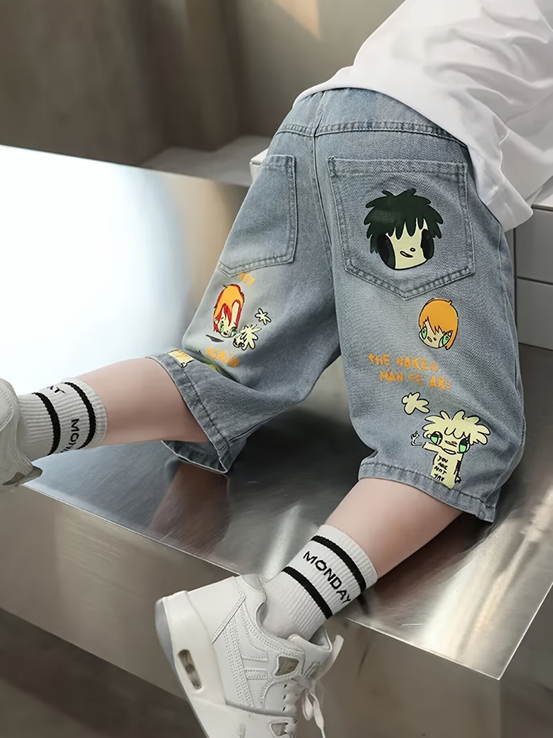 Boys' Denim Shorts | Casual Non-Stretch Fabric, Regular Fit, Summer Leisure.