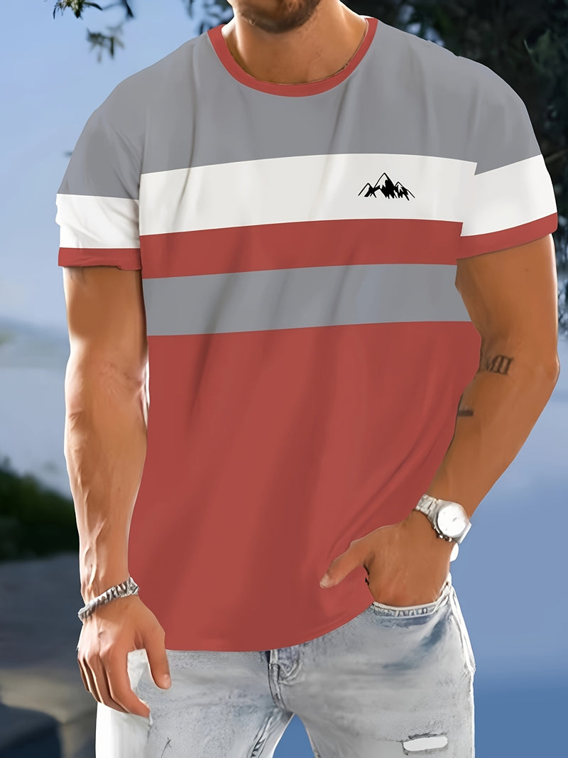 3pcs Men's Stylish Round Neck Short-Sleeve T-Shirts.