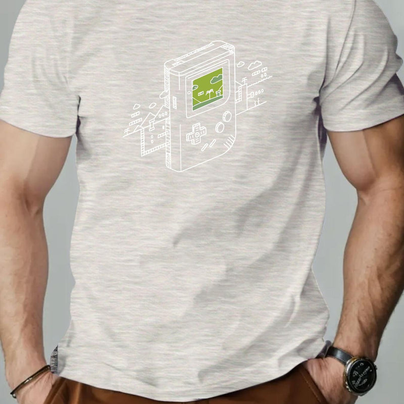 Men's Gaming Console Print Summer Casual Crew Neck Short Sleeve T-Shirt.