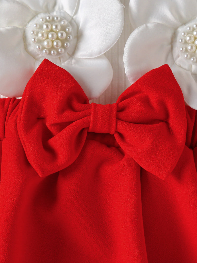 Delivery Bow Hair Tie Girls' Dress Romper Spring/Autumn Style.