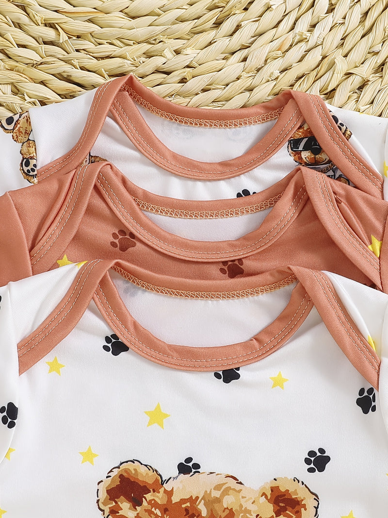 9pcs Newborn Infant Long-Sleeve Footed Bodysuit Set.
