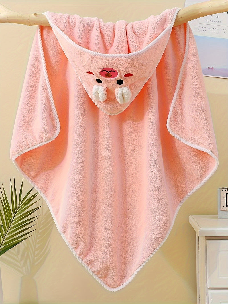 Baby's Animal Pattern Hooded Bathrobe, Multi-functional & Highly Absorbent.