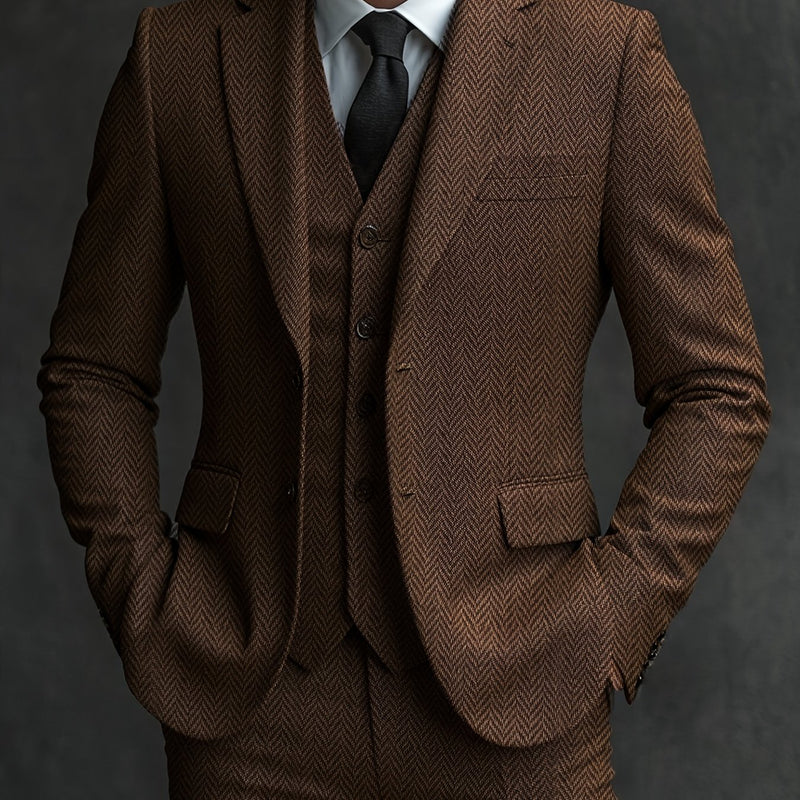 Wool Blend Herringbone Tweed.