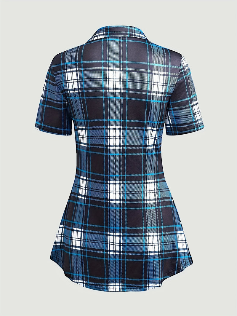 Casual Short Sleeve Crisscross Neck Asymmetric Hem Top Women's Clothing.