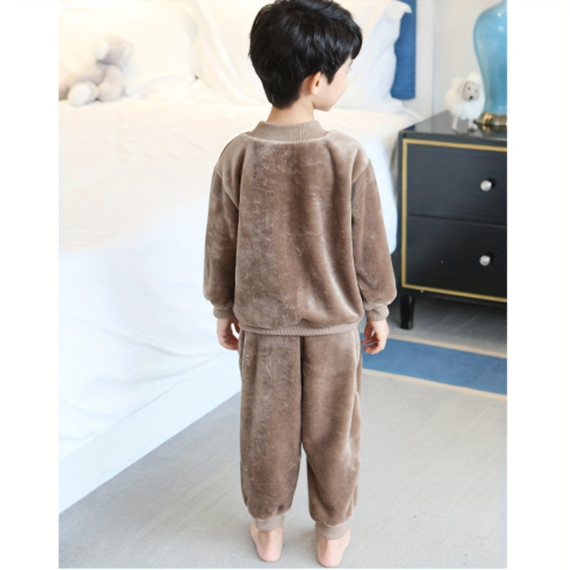 Coral Fleece Set with Fashionable Embroidery.