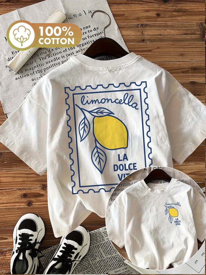 Graphic Print T-shirt, Short Sleeve Crew Neck Casual Top.