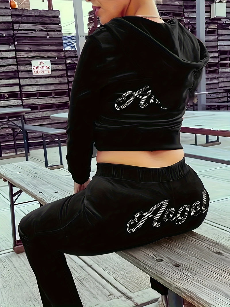 Women's Outdoor Sports Leisure Two-Piece Set Made of Korean Velvet.