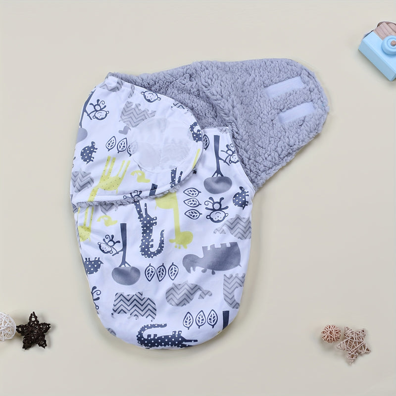 A Single-Pack Baby Swaddle Blanket with Cartoon Prints.