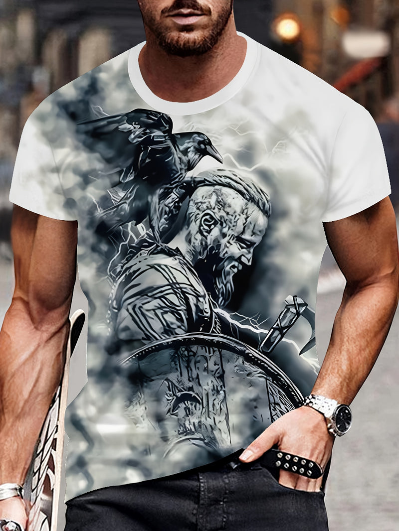 Men's Summer 3D Print T-Shirt Featuring a Casual Round Neck Design.