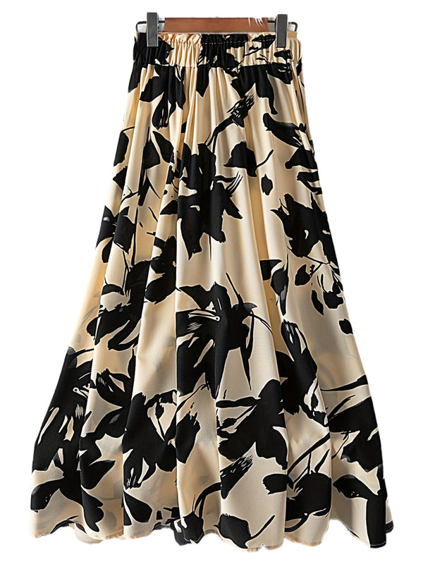 A High-Waisted Skirt with a Floral Pattern for Women.