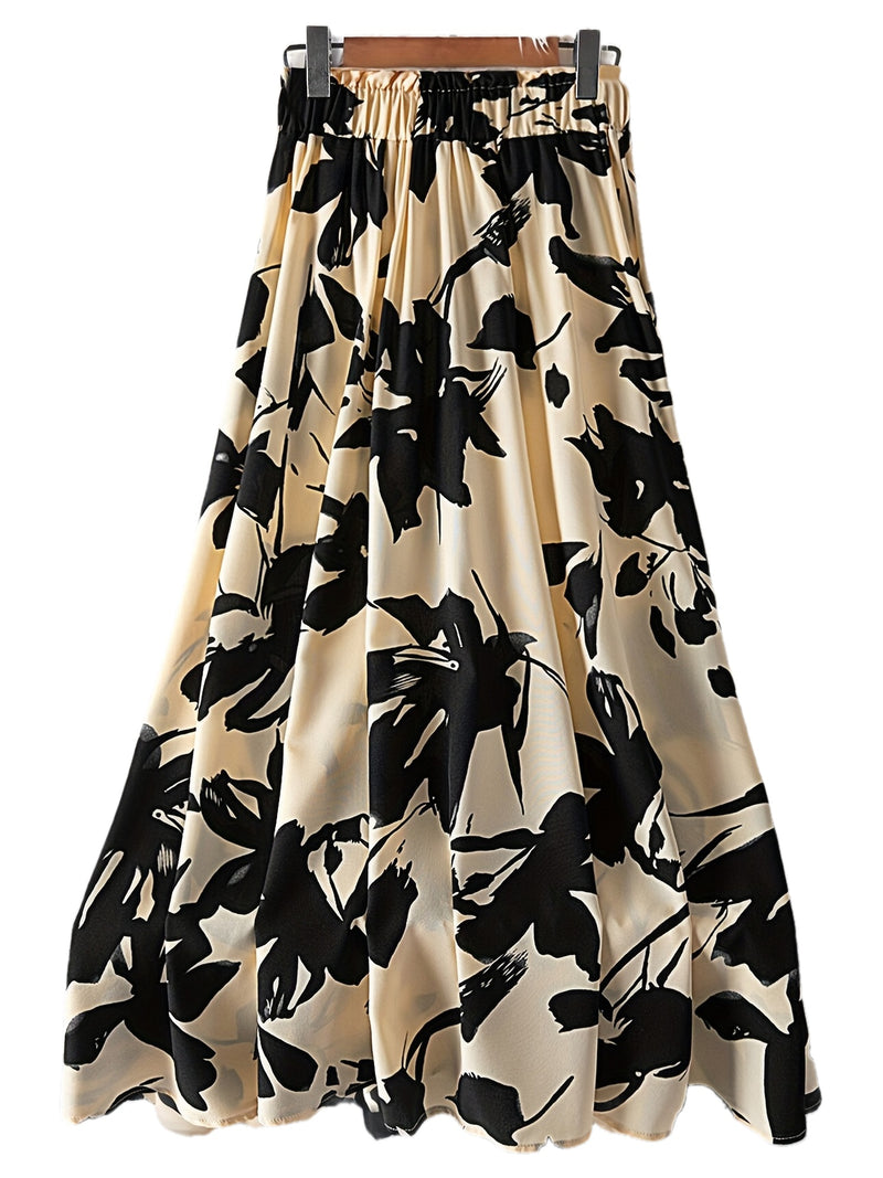 A High-Waisted Skirt with a Floral Pattern for Women.