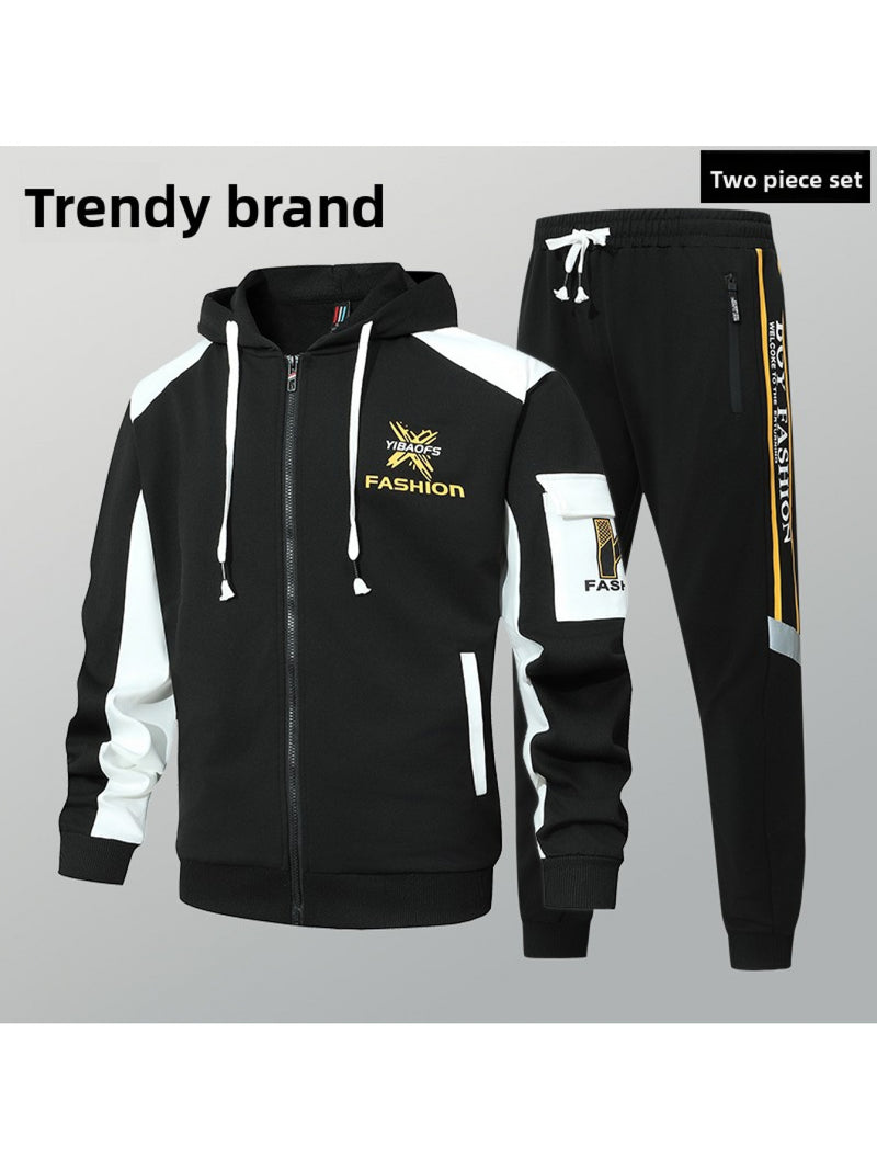 2pcs Set, Men's Sweatshirt Set, 2pcs Hooded Sporty Casual.