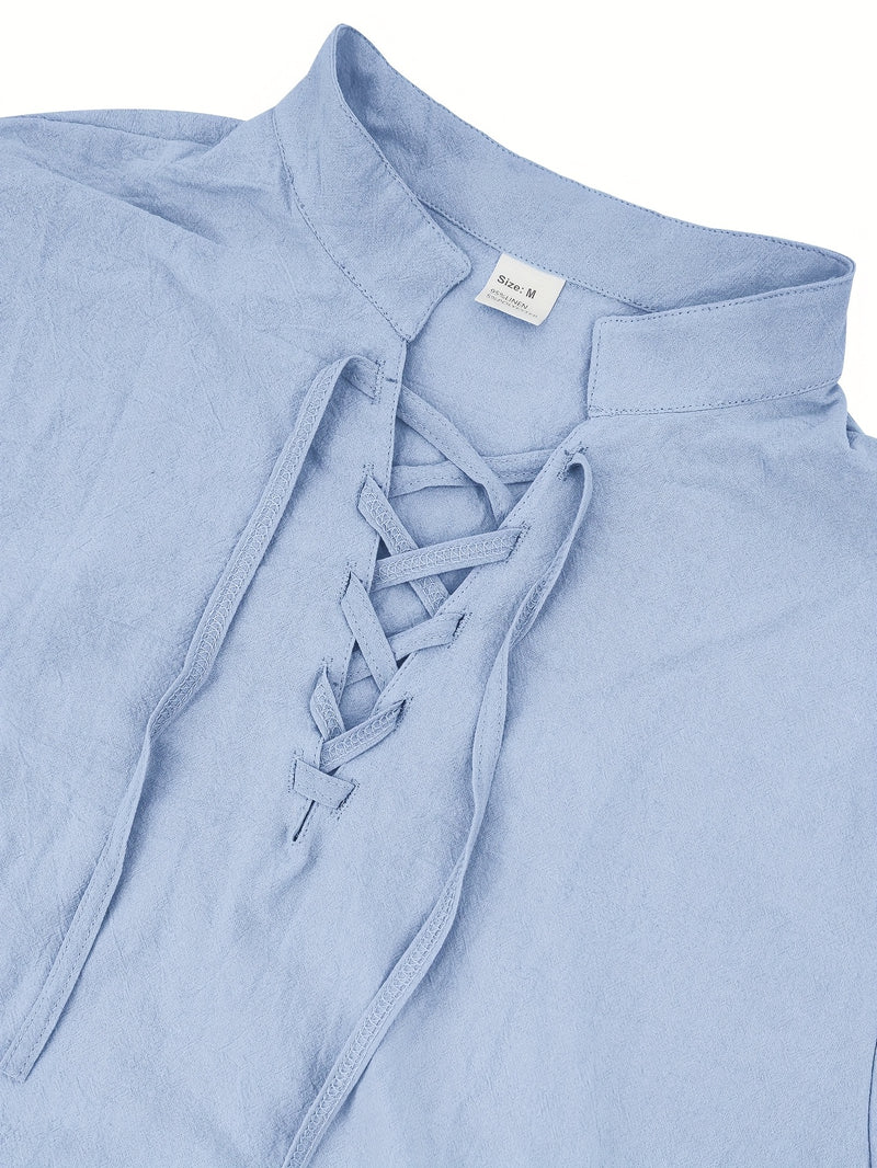 Men's Breathable Fabric Short-Sleeve V-Neck Oversized Casual T-Shirt.