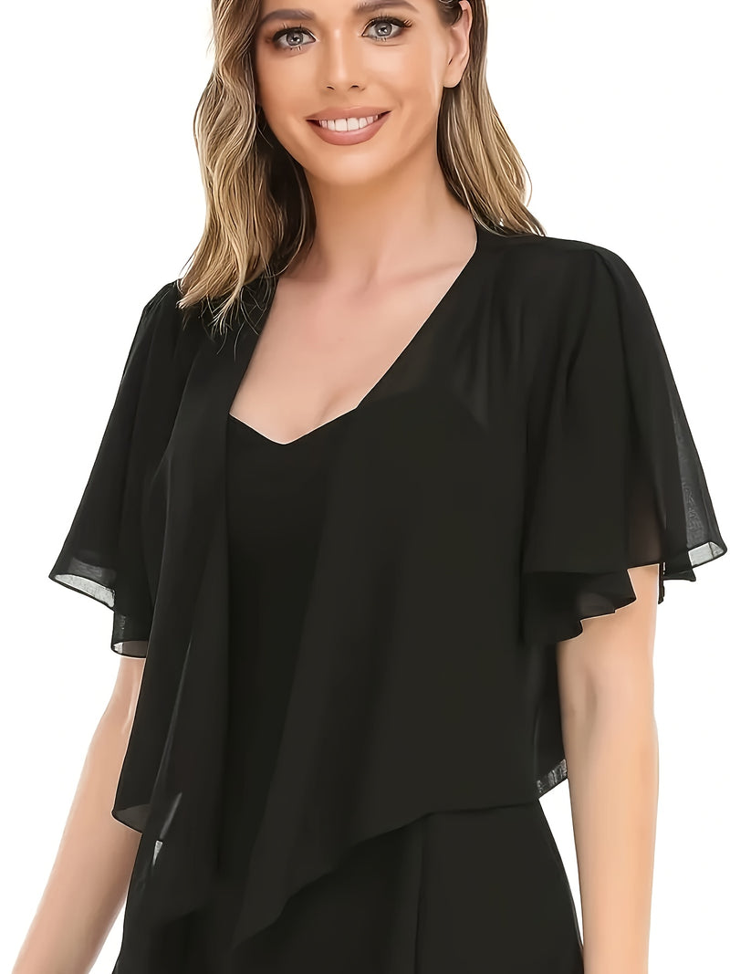 Women's Solid Color Short Sleeve Shirt Cardigan.