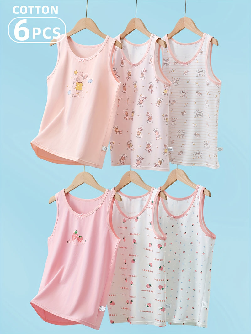 6-Pack Girls Tank Tops, Soft and Comfortable Fabric.