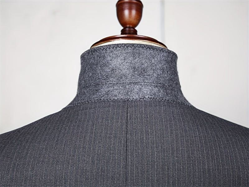 Men's Double-Breasted Suit Set, Casual Formal Wear.