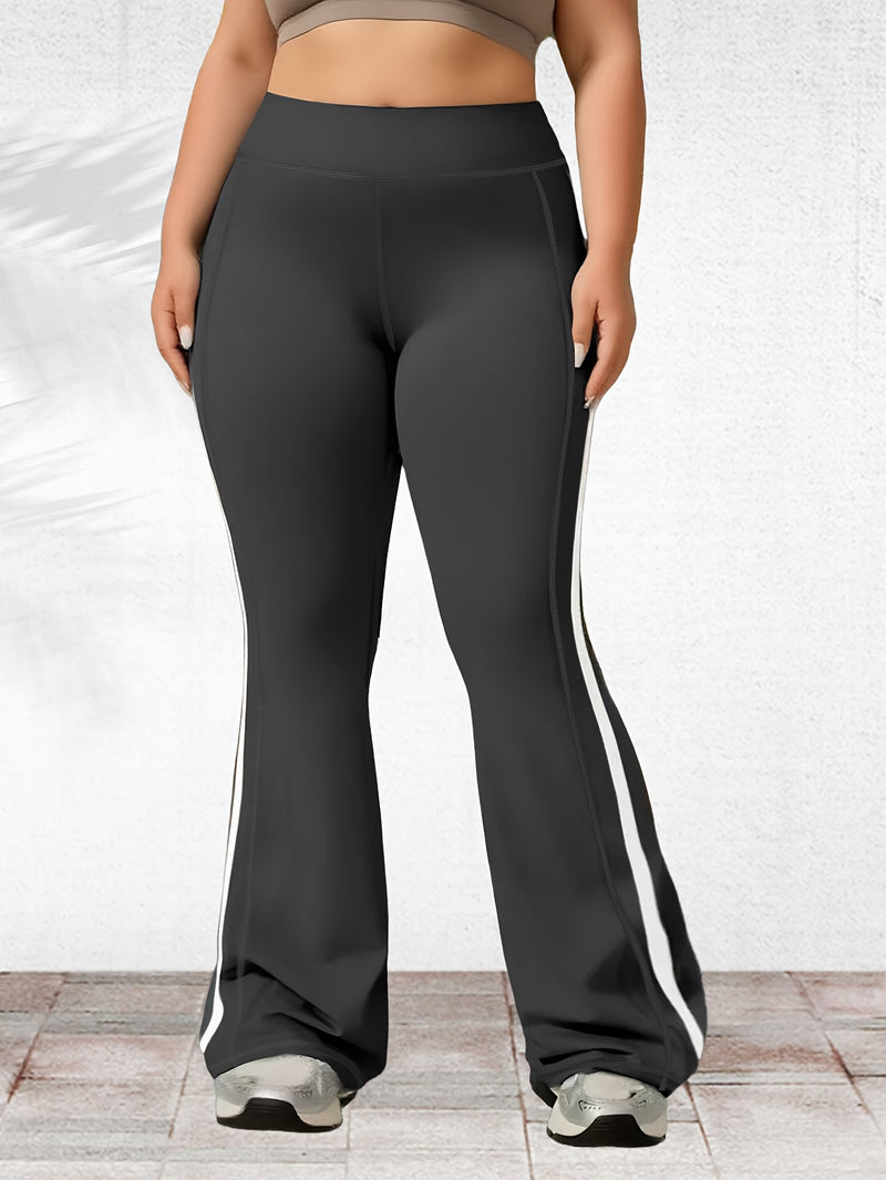 Plus-Size Women's Side Stripe Pocket Flared Pants.