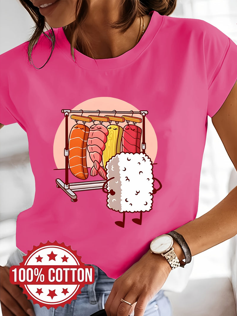 Women's Sushi Graphic Print T-Shirt.