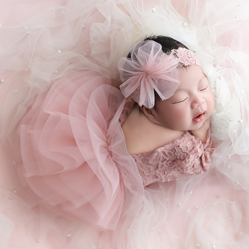 2pcs Newborn Girl Lace Tutu & Headband Set.