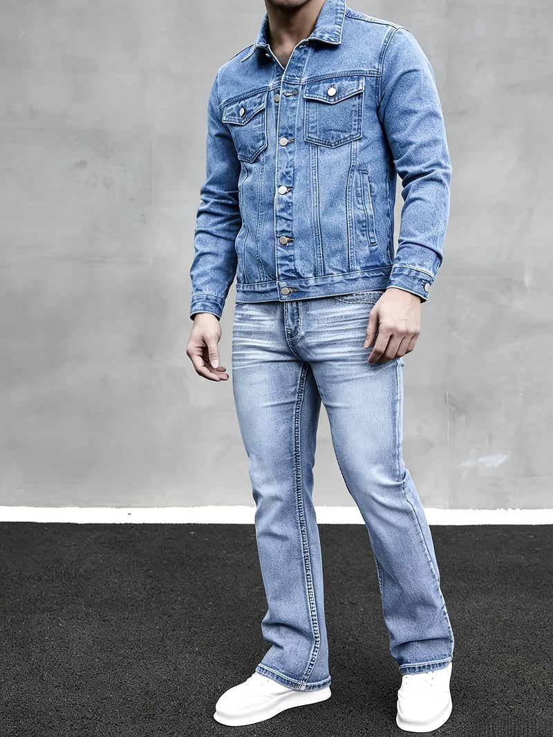 Men's Light Blue Washed Denim 2pcs Set.