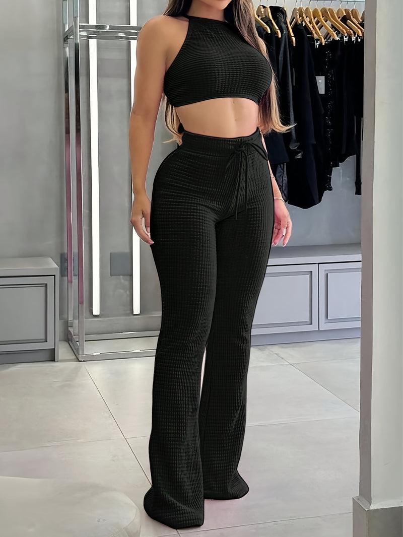 Women’s Yudomi Directional Casual Vacation Tank Top and Flare Pants.