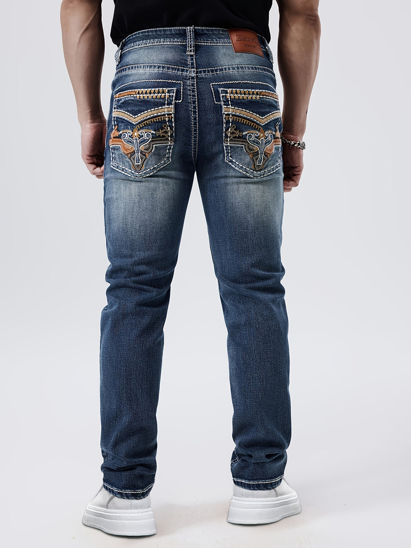 Men's Slim-Fit Straight-Leg Stretch Denim Jeans.