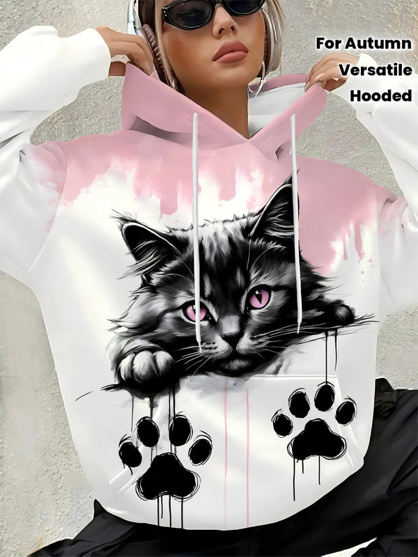 Wemen’s Sweet and style cat paw print hooded sweatshirt.