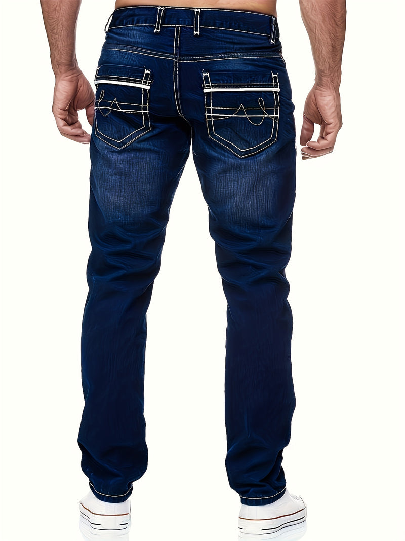 Men's Thick-thread Washed Denim Jeans.