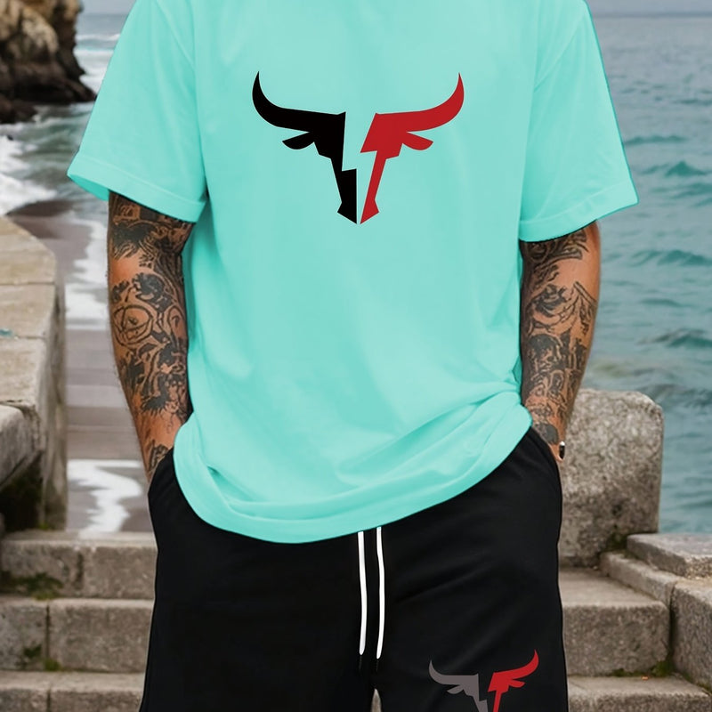 Men's Plus Size Summer Casual Short Sleeve T-Shirt.