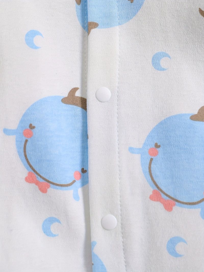 1pc Long Sleeve Knitted Bodysuit with Full Print.