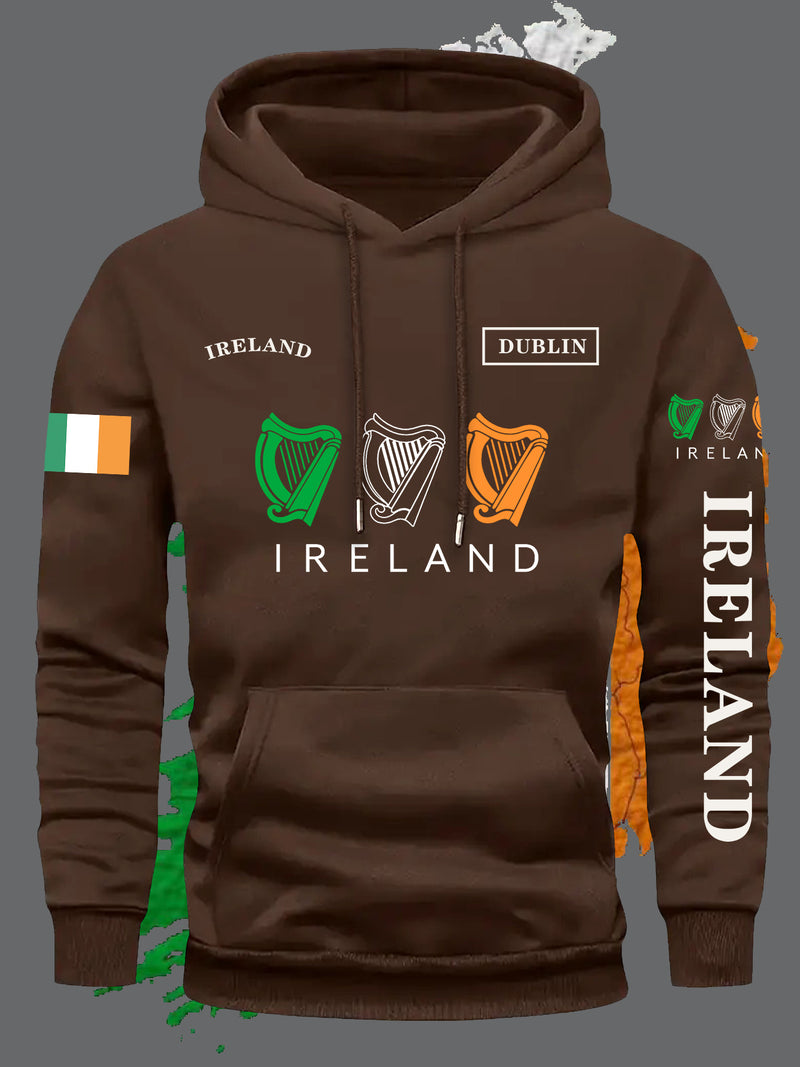 Men's Brown Ireland Flag Graphic Hoodie.