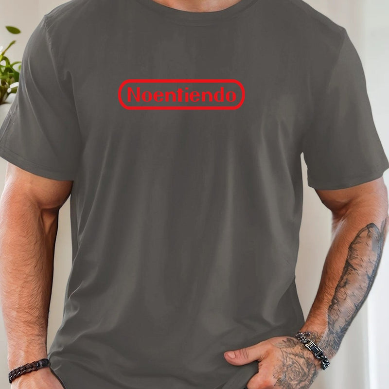 Men's Spanish "No Entiendo" Print Solid Color Casual T-Shirt.
