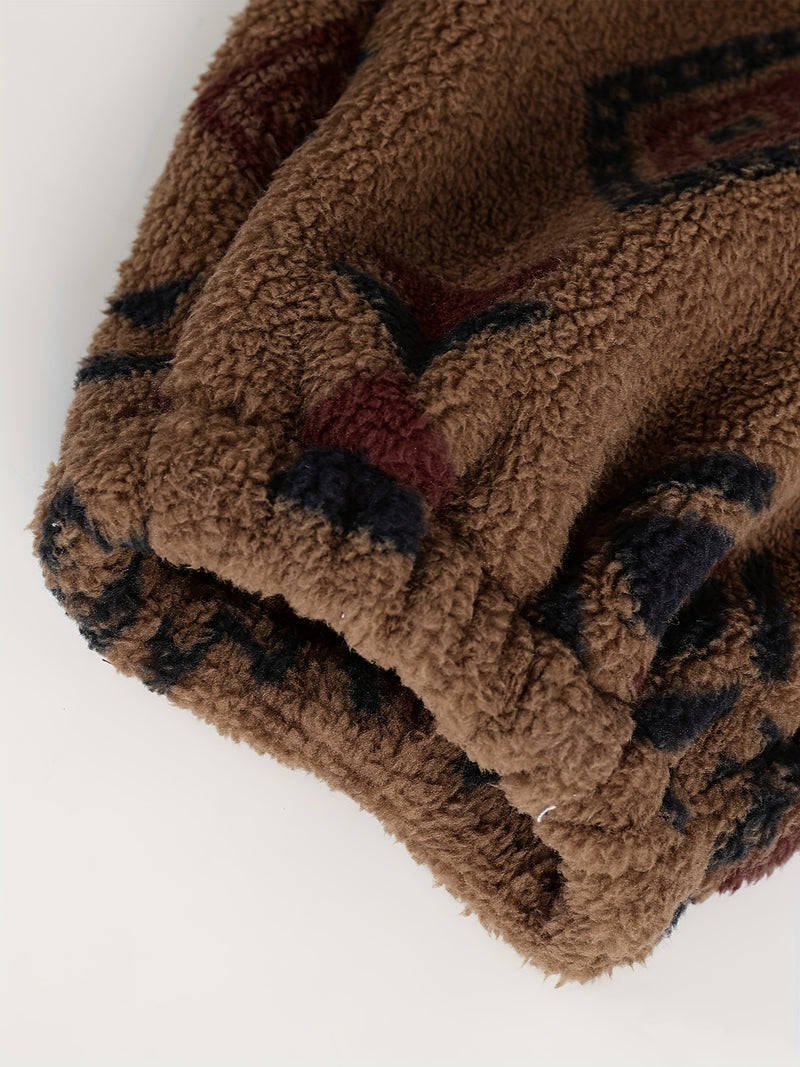 Men's Winter Set: Bohemian Pattern Warm Turn- Collar.