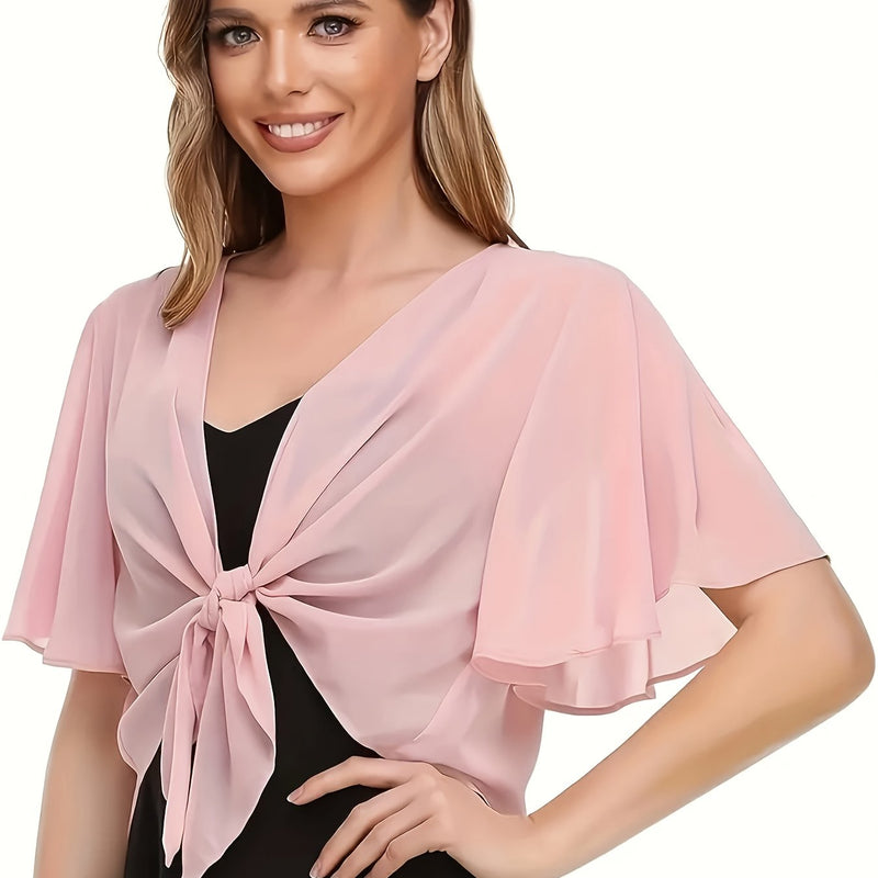 Women's Solid Color Short Sleeve Shirt Cardigan.