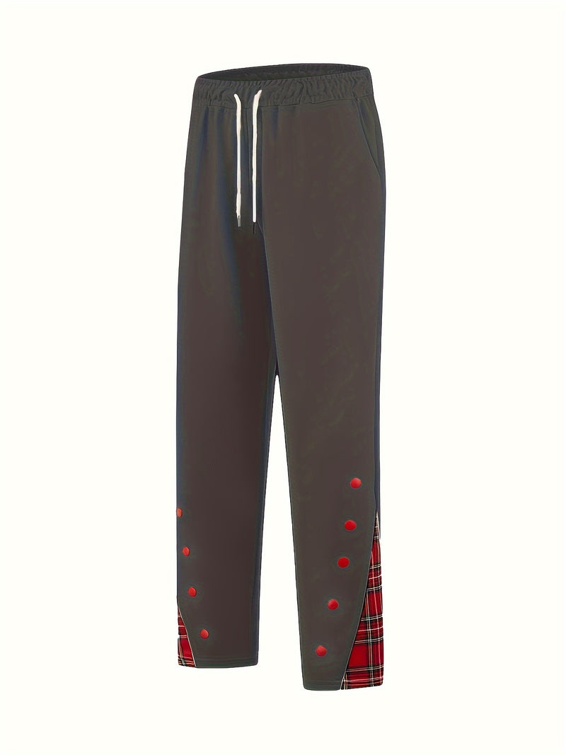 Men's Cuffed Button-tab Trousers, Stylish Sport Casual Pants.