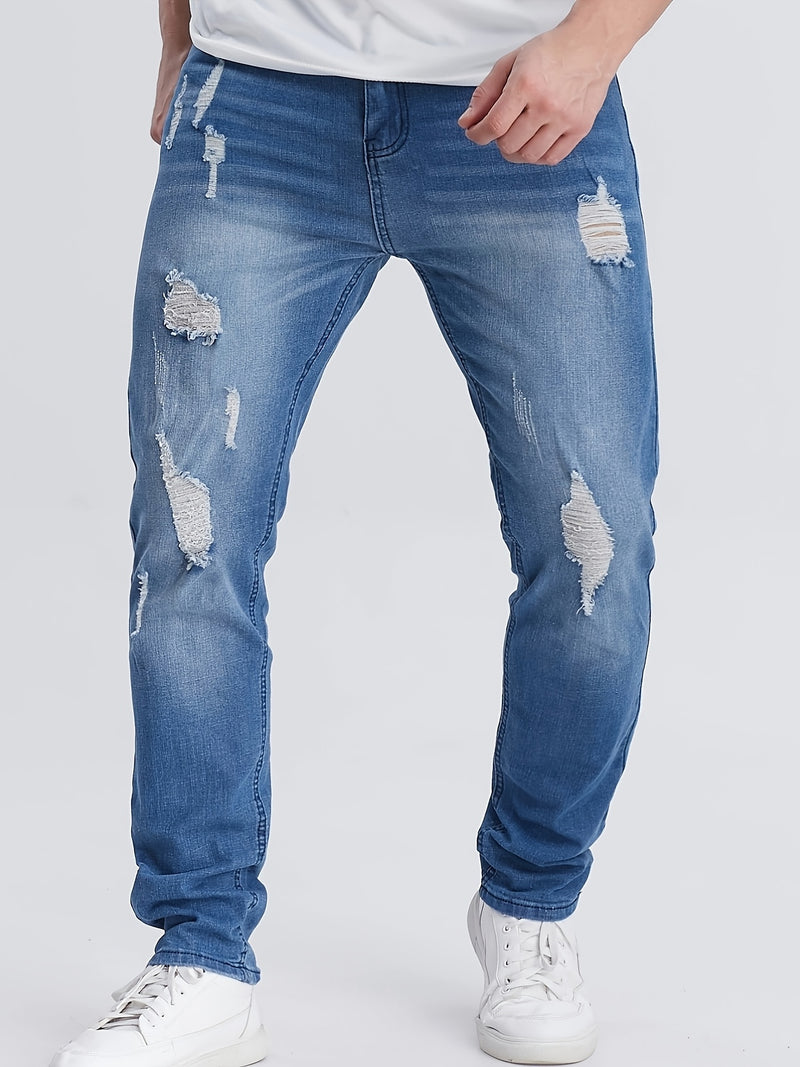 Men's Skinny Jeans with Distressed Knee holes.