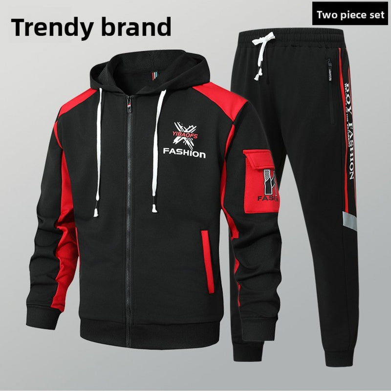 2pcs Set, Men's Sweatshirt Set, 2pcs Hooded Sporty Casual.