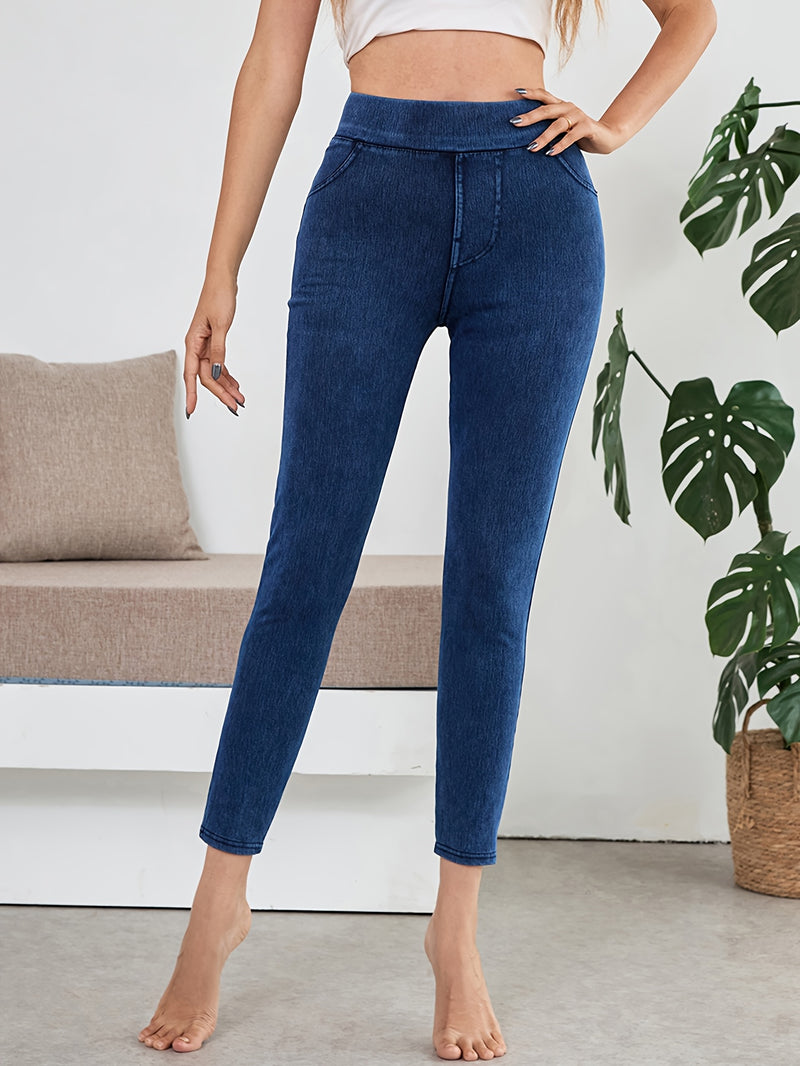 Women's High-Waisted Stretch Jeans.