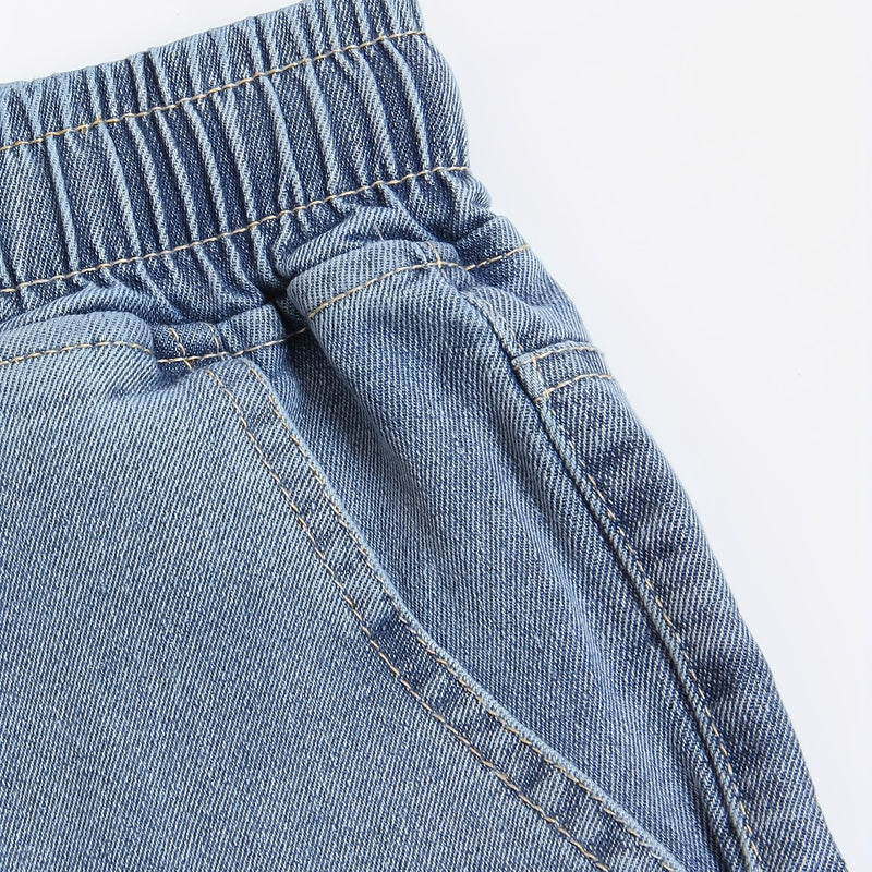 Women’s Unisex Vintage Blue Jeans, Black-Gray Long Pants.