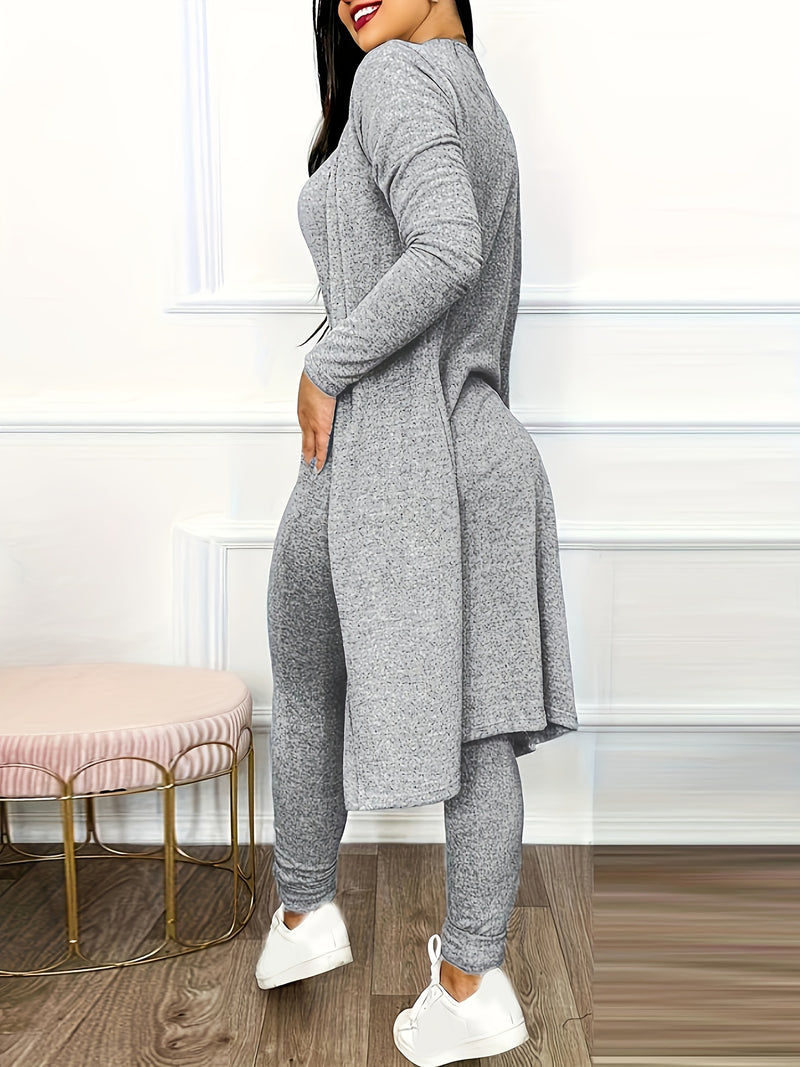 Women’s A Set of a Dress And Jacket Featuring a Drawstring Pocket Design.
