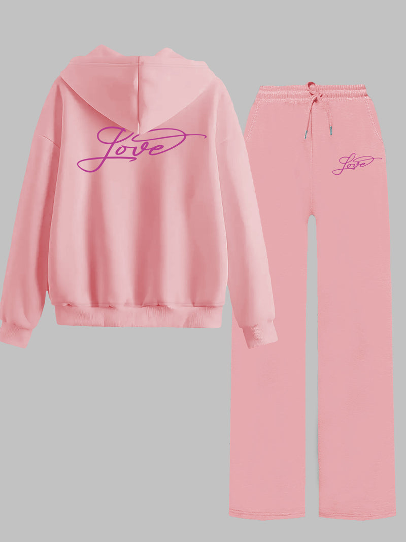 Women’s Graphic Print 2pcs Set, Hoodie & Pants.