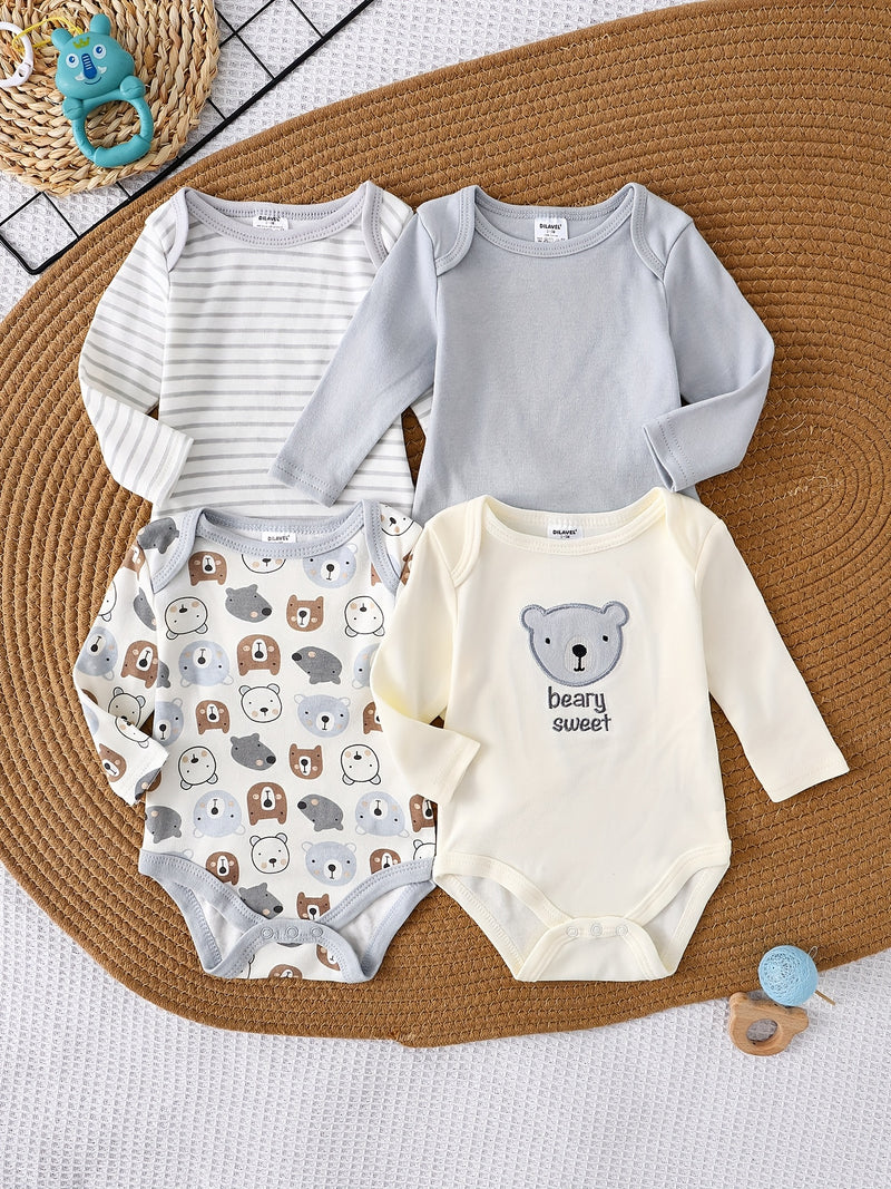 4pcs New Autumn/Winter Long-Sleeve Romper for Boys.