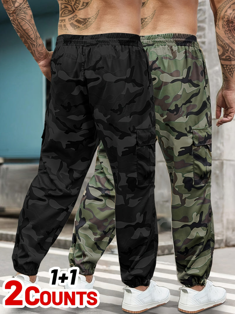 2pcs set of Men's camouflage work pants.