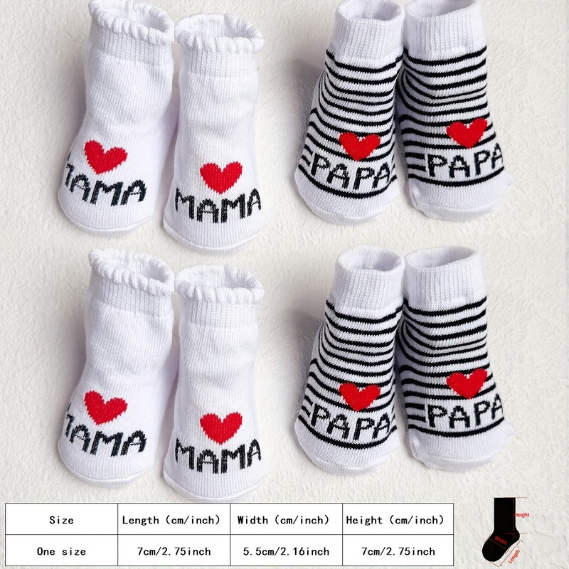 4-Pair Newborn Pure Short Socks with Elastic Cuffs and Anti-Slip Soles.