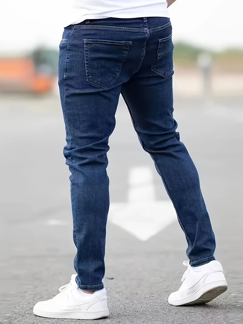 Men's Slim-Fit Stretchy Versatile Classic Solid Color Skinny Jeans.