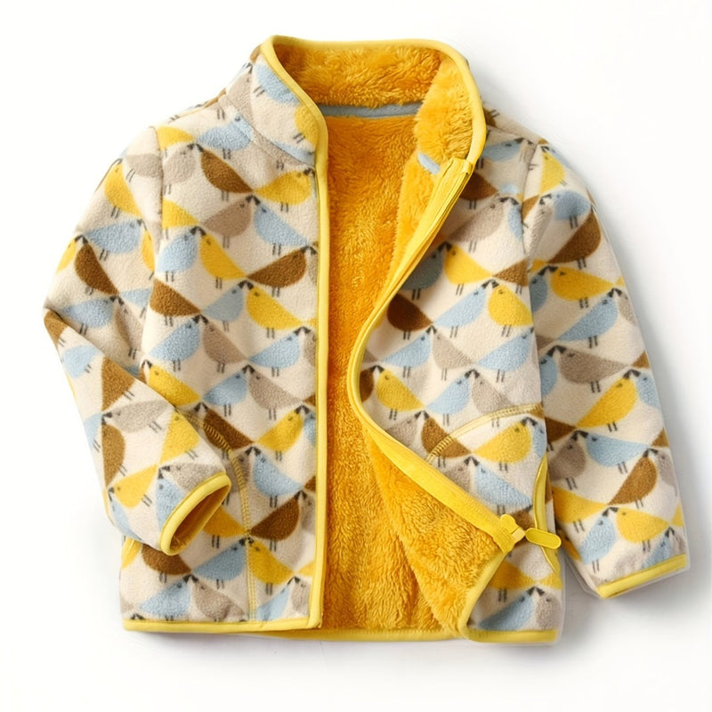 Boys' Cartoon Dinosaur Print Fleece Jacket Autumn/Winter.