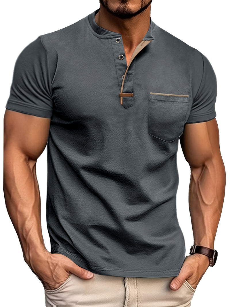 Men's Crewneck Short-sleeve T-shirt, Casual Summer Vacation.
