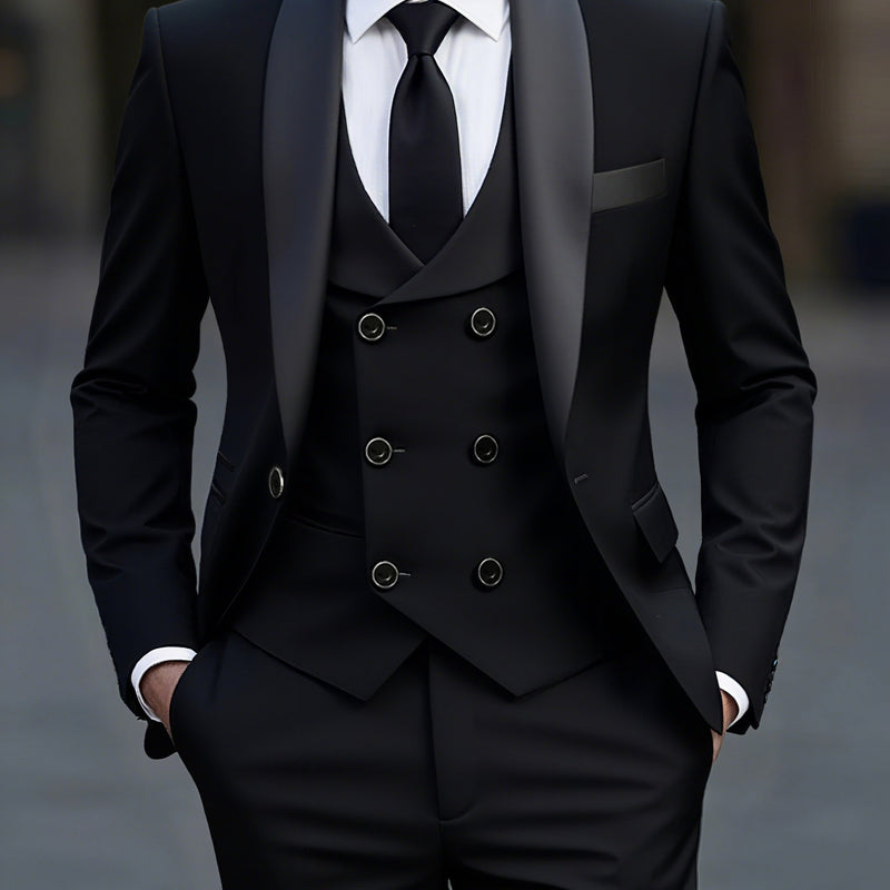 Men's 3pcs Suit Set, Jacket + Vest+ Trousers.
