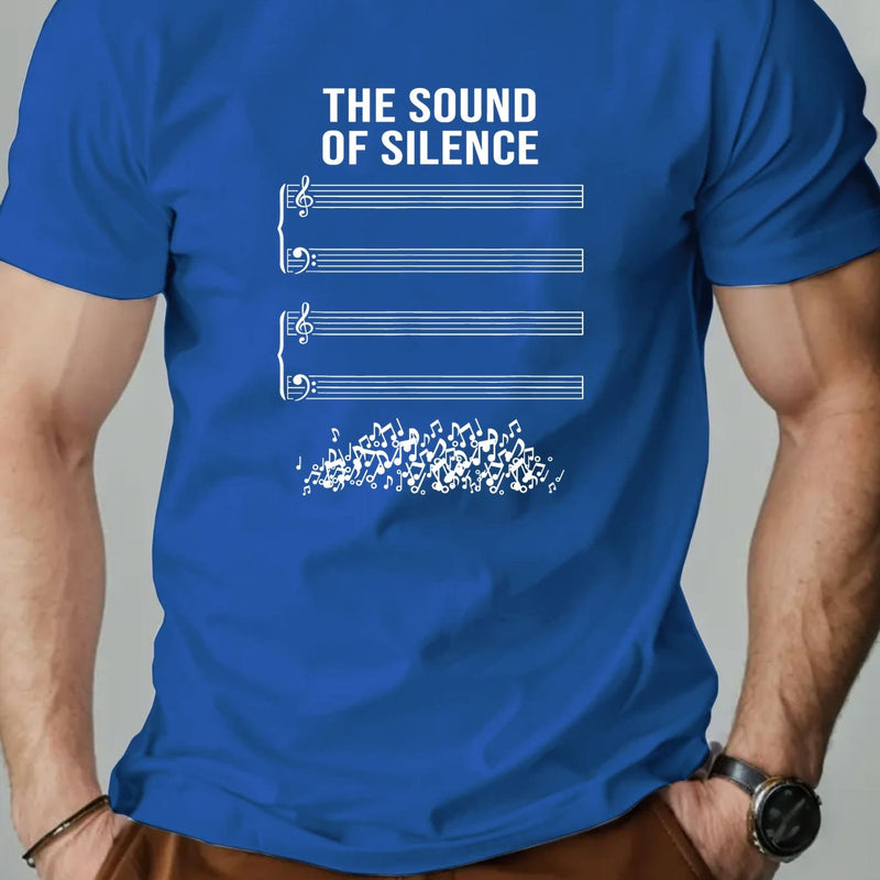 Men's Short Summer Casual T-Shirt with The Sound of Silence Design.